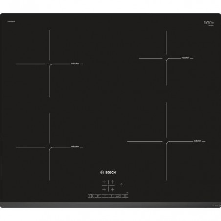 BOSCH PUE631BB1E table cuisson induction - 4 foyers - 4600W - L59,2 x P52,2cm - Revêtement verre - Noir