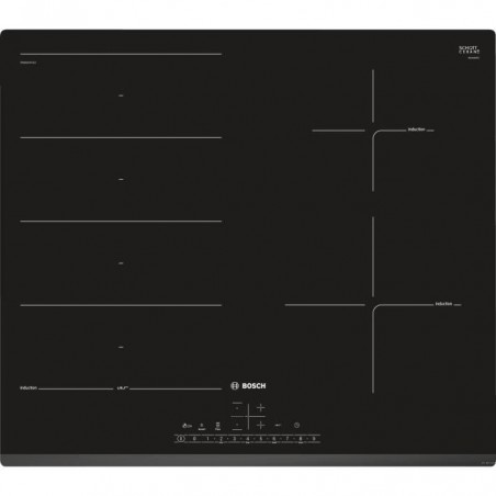 BOSCH PXE631FC1E - Table cuisson induction - 4 zones - 7400 W - L 51 x P 52,2 cm - Revêtement verre - Noir